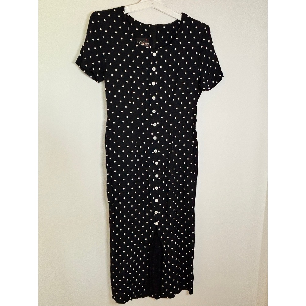 Ms Choice California Vintage Polka Dot Midi Dress Black White Size 10 USA Made